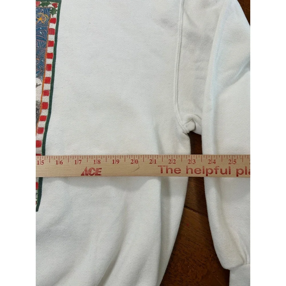 Vintage Jerzees Sweatshirt Unisex XL White 90s Happy Holidays Snowman Graphic